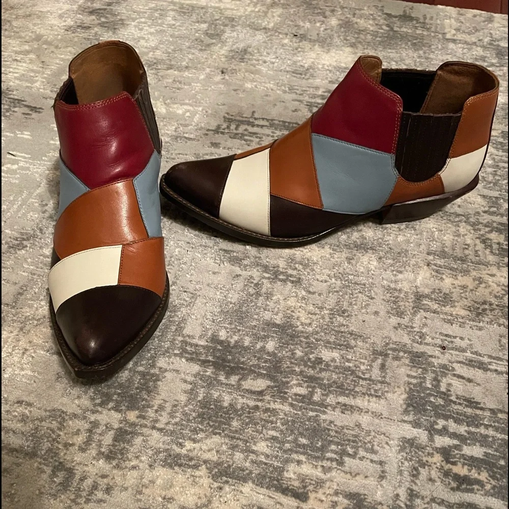 Coach multicolor patchwork booties. Size 6 1/2. - Picture 1 of 6